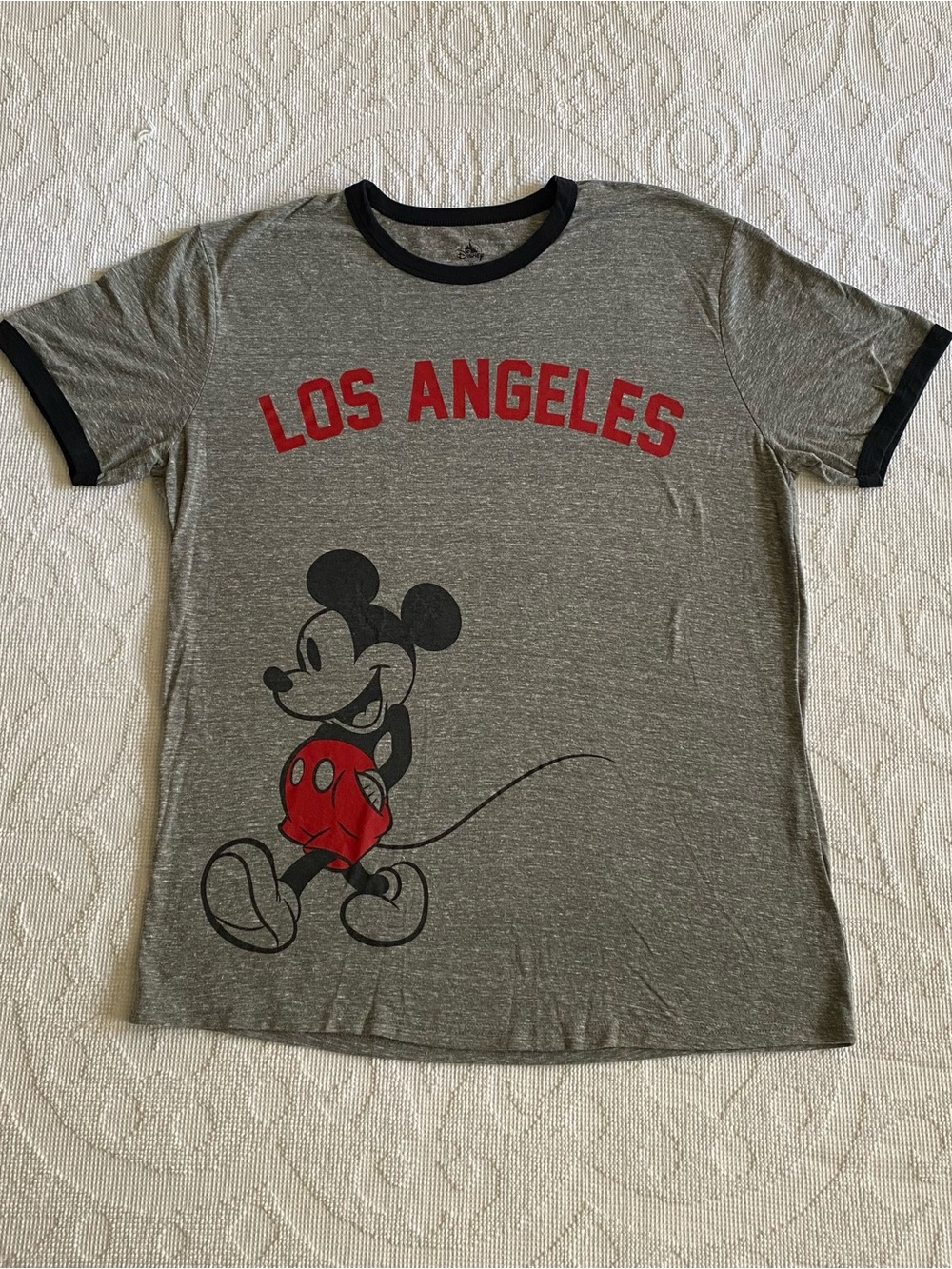 Disney Gray & Red Los Angeles Mickey Mouse Ringer Tee